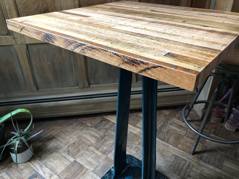 Antique Pedestal Table, Reclaimed Metal And Wood gallery