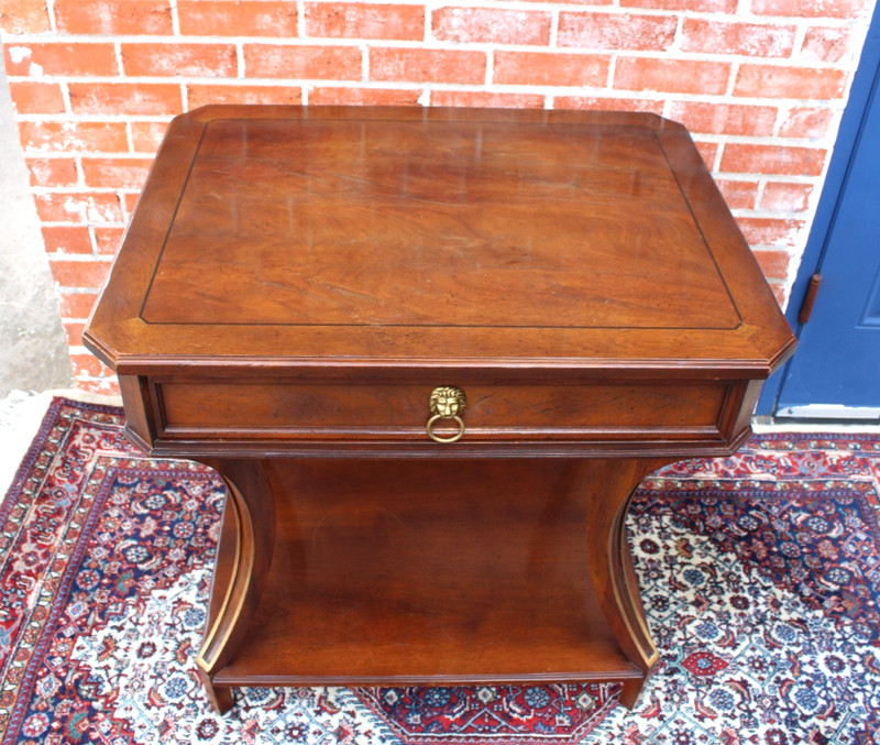 American Baker Walnut Side Table / Small Writing Desk With Drawer gallery