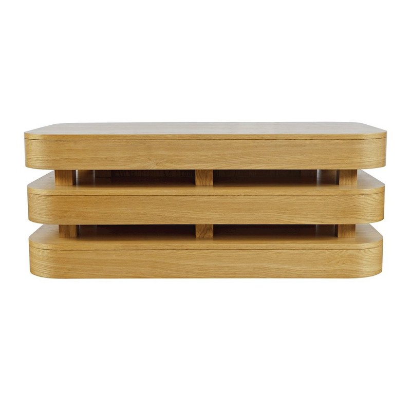Mid-Century Modern Floating Sculpture Layered Coffee Table with Caster Wheels