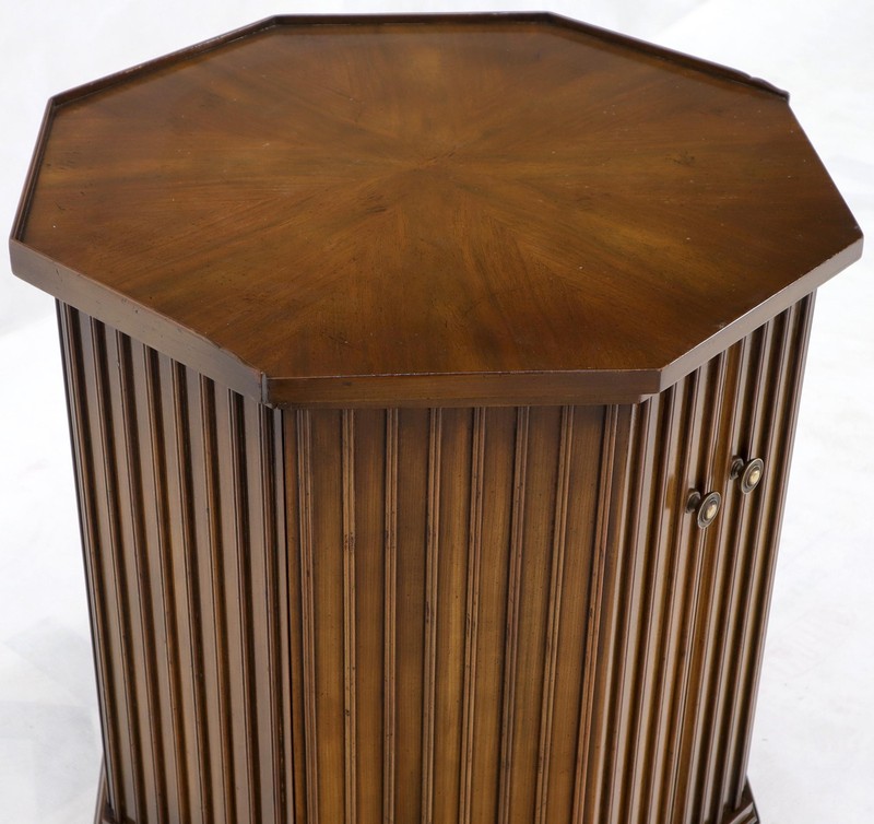 Two Doors Compartment Cabinet Octagon Shape Side Occasional End Table Pedestal gallery