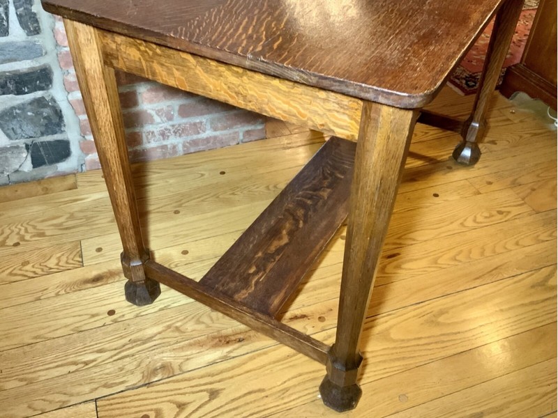 Antique Gothic Revival Style Oak Library Console Table gallery