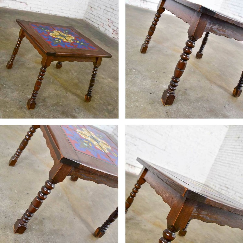Catalina California or Mission Arts & Crafts Style Spanish Tile Top Side Table gallery