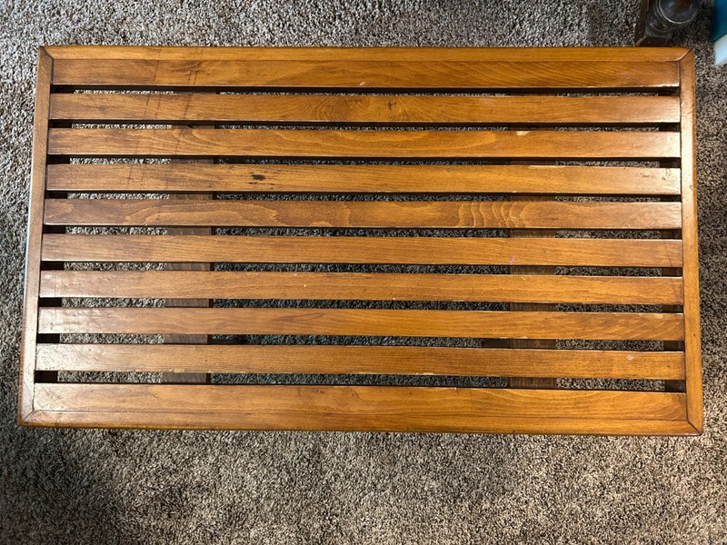Yugoslavia Mid-Century Wood Slat Side Tables – 2 of them