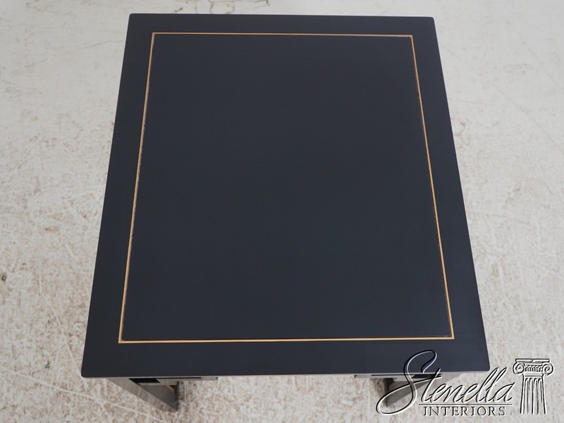 70339: KINDEL Varney & Sons Black Lacquered Trellis Lamp Table gallery