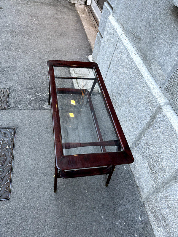 Table 50s Caesar Lacquer Ico Parisi Italian Design Wood Glass Coffee Table