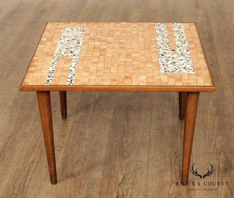 Mid Century Modern Mosiac Tile Top Square Side Table gallery