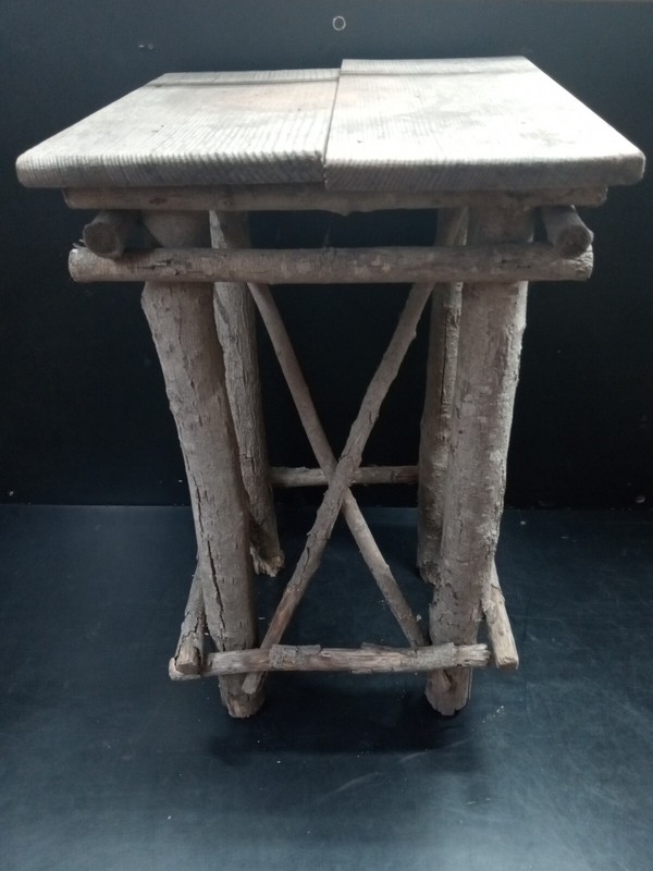Antique handmade Twig Table Plant Stand Wood Adirondack Primitive Tramp COTTAGE gallery