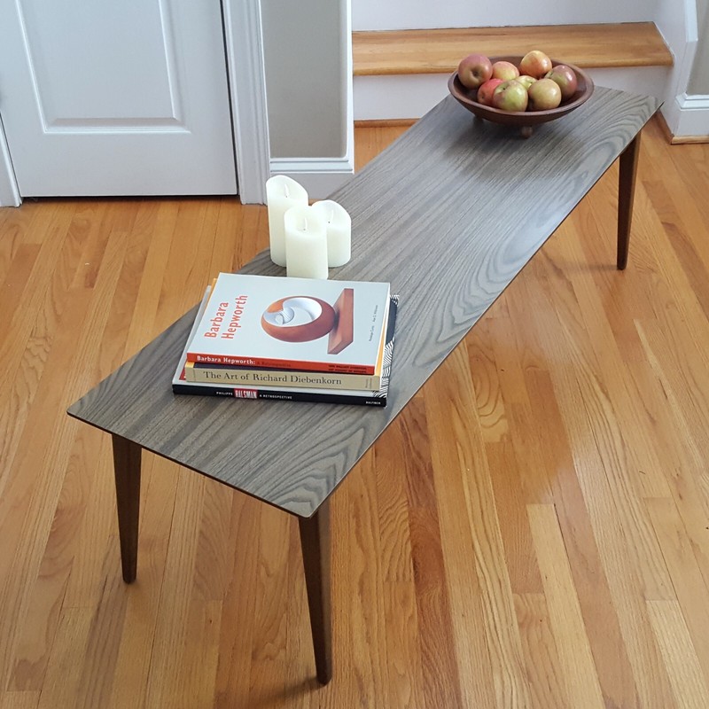 Vintage MCM Coffee Table Walnut Base/Legs Laminate Top Great Surfboard Design! gallery