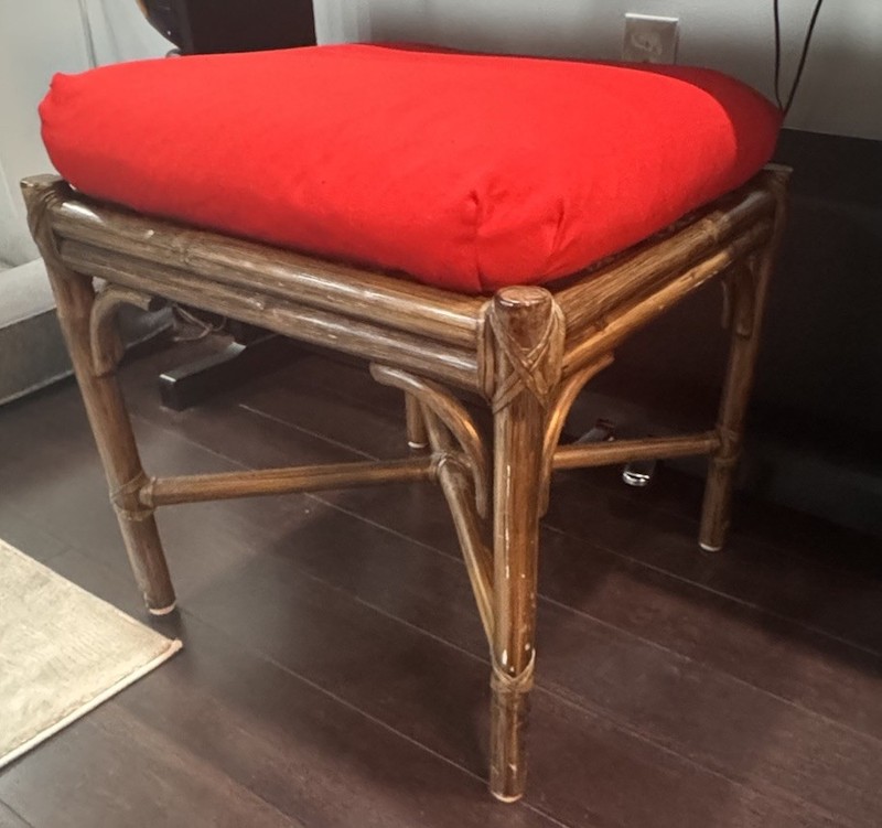 Vintage McGuire Rattan Side Table/ottoman￼ Mid Century Modern MCM Boho