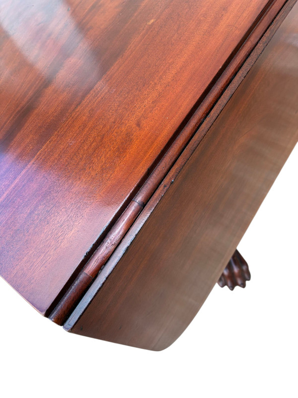 Antique American Drop Leaf table Federal Empire Mahogany Brass Acanthus Paw Feet gallery