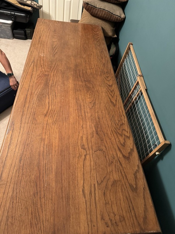 100 Year Old Solid Oak Table. 30 x 84 x 29 Inches. Beautiful Top. Good Quality