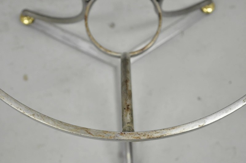 Italian Neoclassical Maison Jansen Style Steel & Brass Round End Tables - a Pair gallery