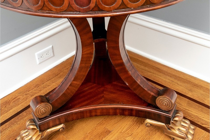 Maitland Smith Compass Inlaid Hand Carved Mahogany Occasional Pedestal Table gallery