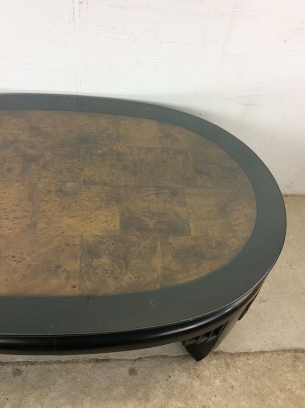 Mid Century Ming Style Coffee Table with Black Lacquer & Burlwood Top gallery