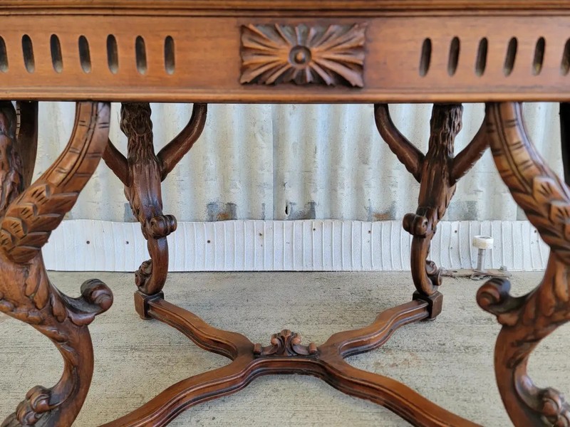 Antique Figural Carved Marble Top Side Table C. 1930's gallery