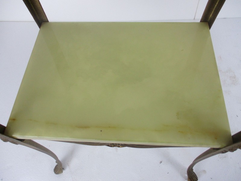 Hallway Console Side table Hollywood regency Ornate brass Marble Two tier WOW gallery