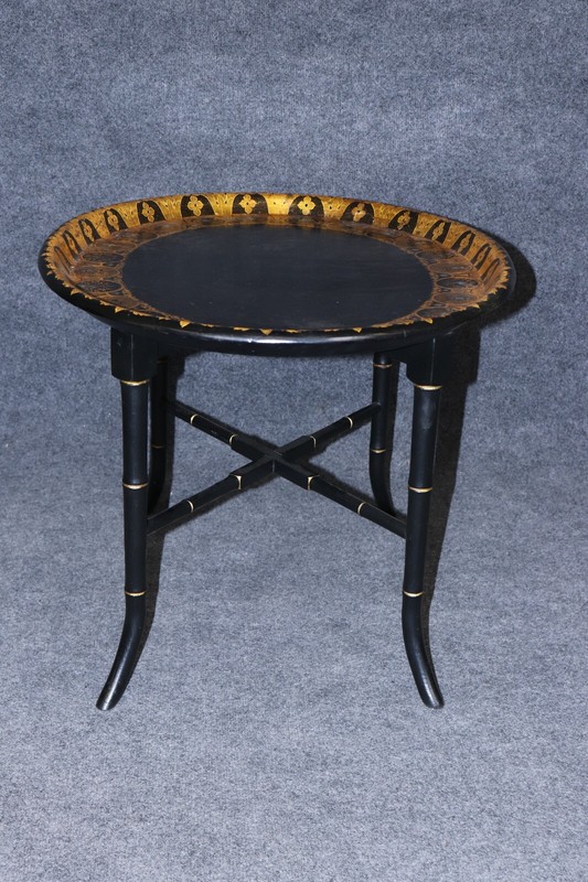 Ebonized Faux Bamboo English Chinoiserie Mother of Pearl Coffee Table gallery