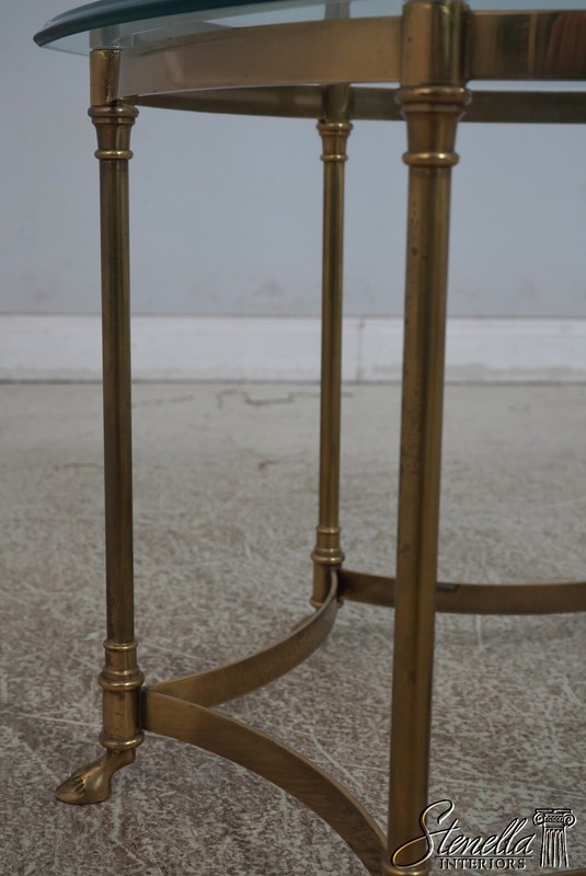 68604: LABARGE Glass Top Brass Base Lamp Table w. Hoof Feet gallery