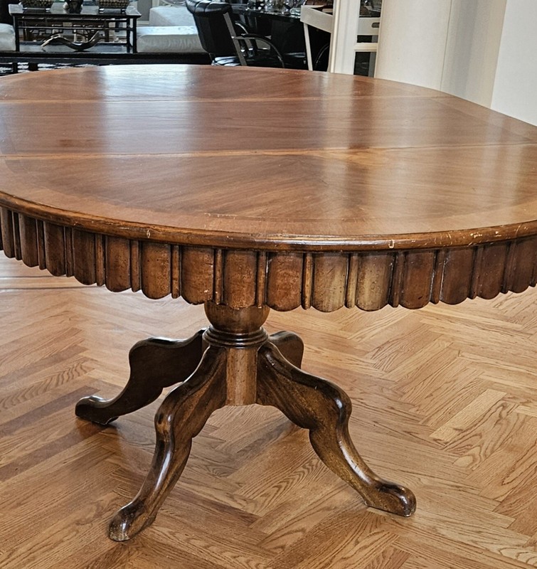 Mid-Century Round to Oval Walnut Extendable Dining Table gallery