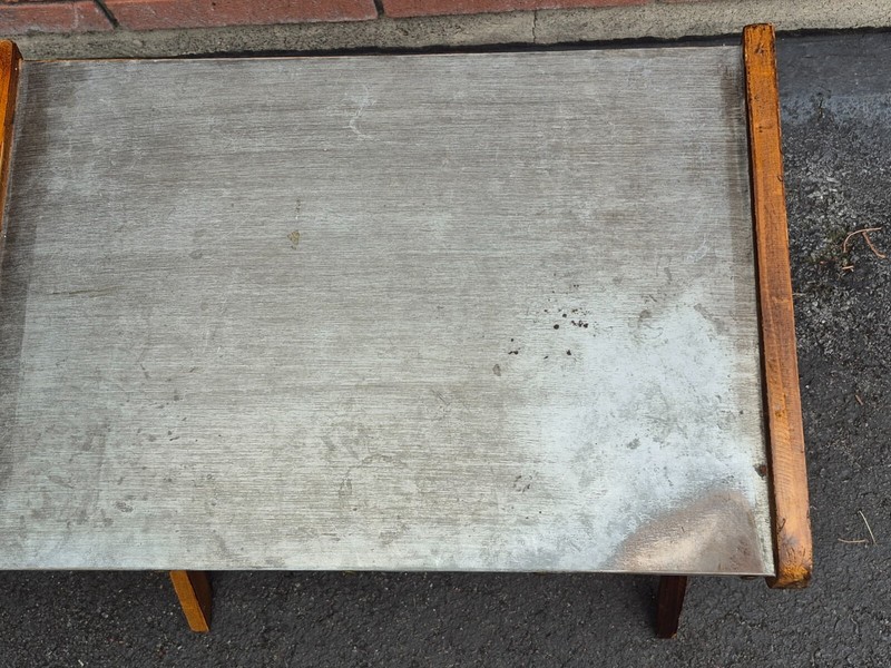 23" Vintage Mid Century Modern Art Deco Z Table Plant Stand Wood Metal Lamp Side gallery