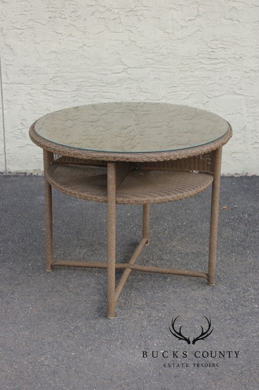 Lloyd Loom Round Glass Top Wicker Patio Table gallery