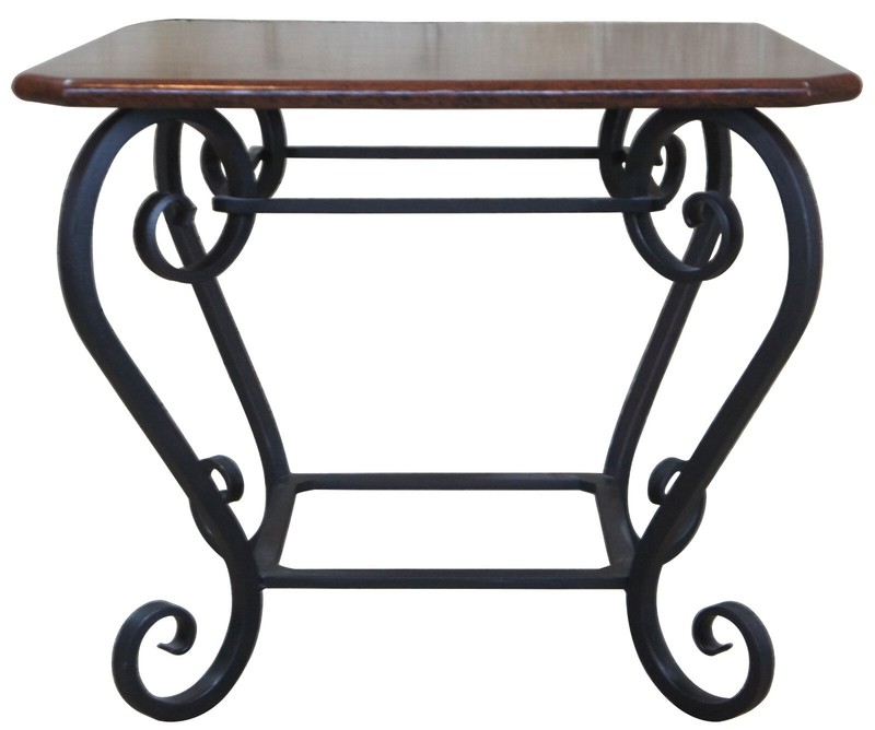 Brunschwig & Fils Vintage French Regency Scrolled Iron & Wood Side Accent Table gallery