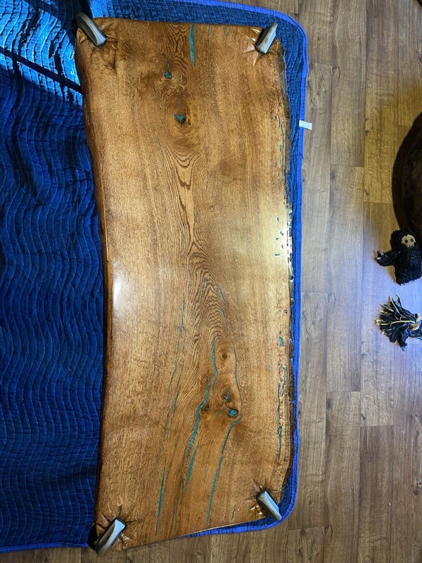 Custom Pipe Wrench Table With Crushed Emerald Filler, 1 Of Kind. Great Cond