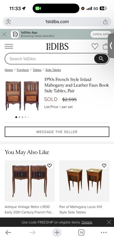 $2500 1950s French Style Inlaid Mahogany Leather Faux Book Side Table gallery