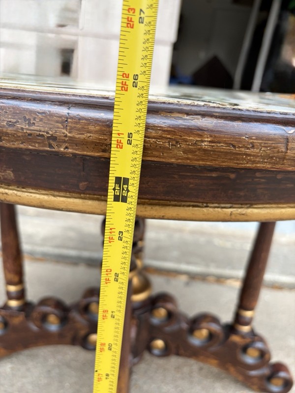 Baroque/Rococo Antique Carved Round Wood Accent Table 32x32x25” Brown Gold White gallery