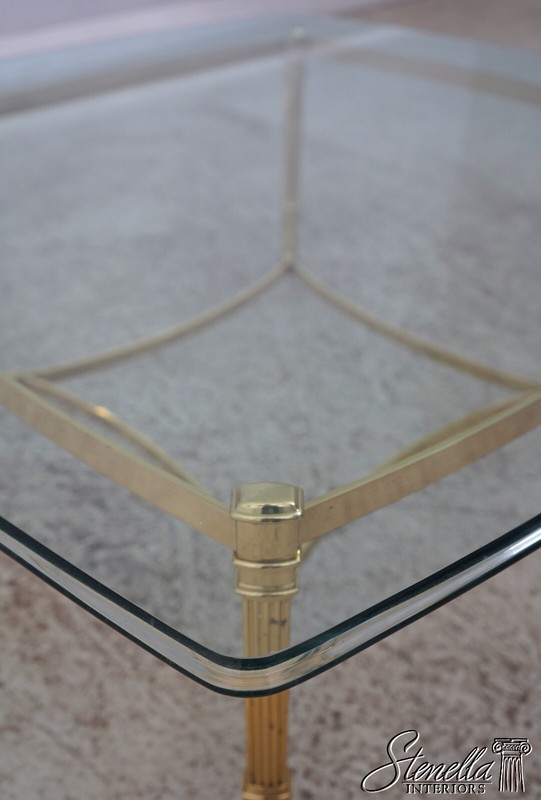 F61983EC: LABARGE Brass & Glass Top Coffee Table gallery