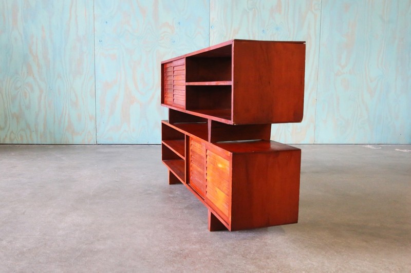 Studio made double sided Console Tables in Pine with Louvered doors -a Pair gallery