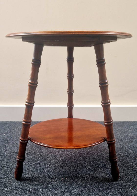 Antique Aesthetic Movement Turned Wood Faux Bamboo Side Table, Cricket Table gallery