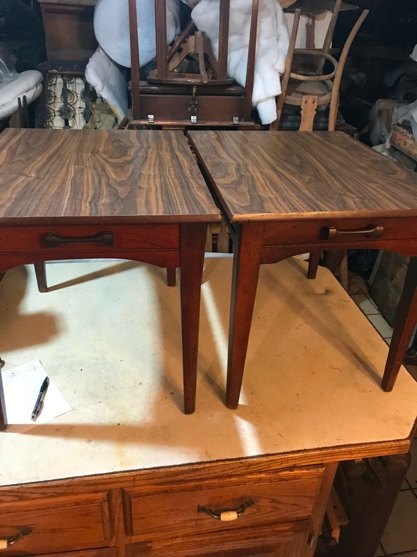 Mahogany Mid Century Formica Top End Table by Mersman (1 Table) (ET32)