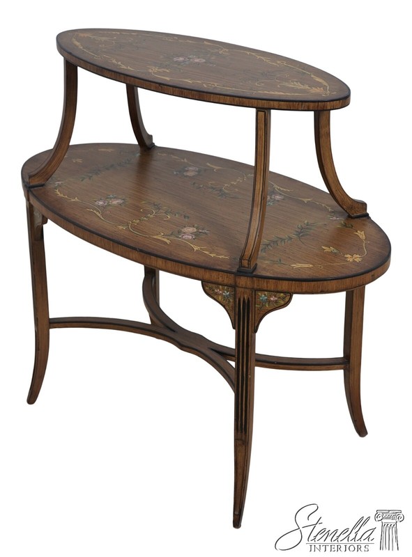 33172EC: Adams Paint Decorated 2 Tier Oval Occasional Table