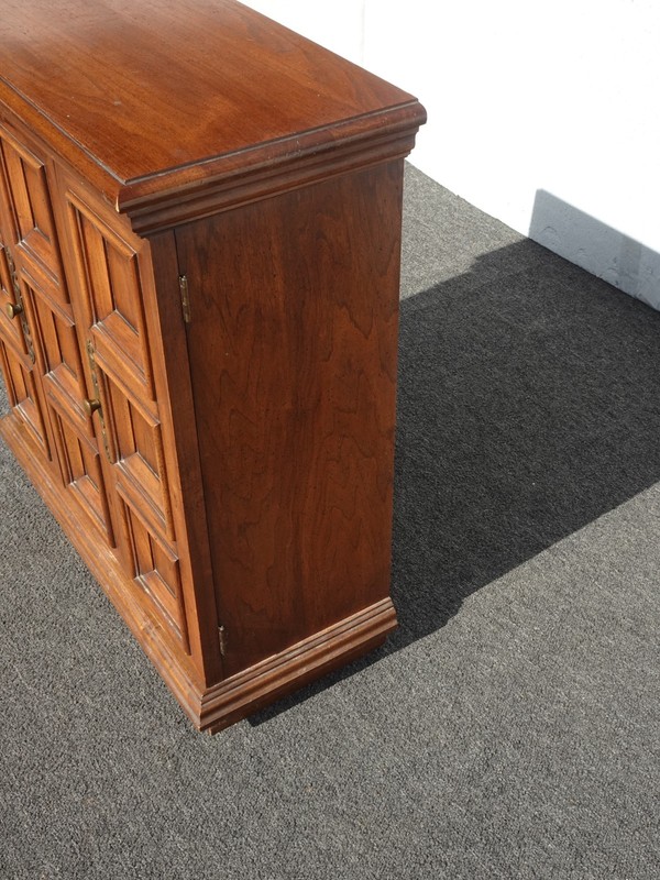 Vintage Mid Century Modern Brown Side Console Cabinet w Two Doors gallery