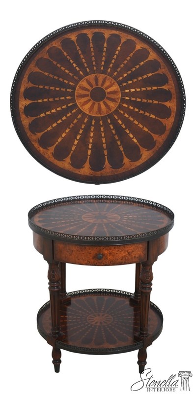 LF72619: THEODORE ALEXANDER Inlaid 2 Tier Mixed Wood End Table