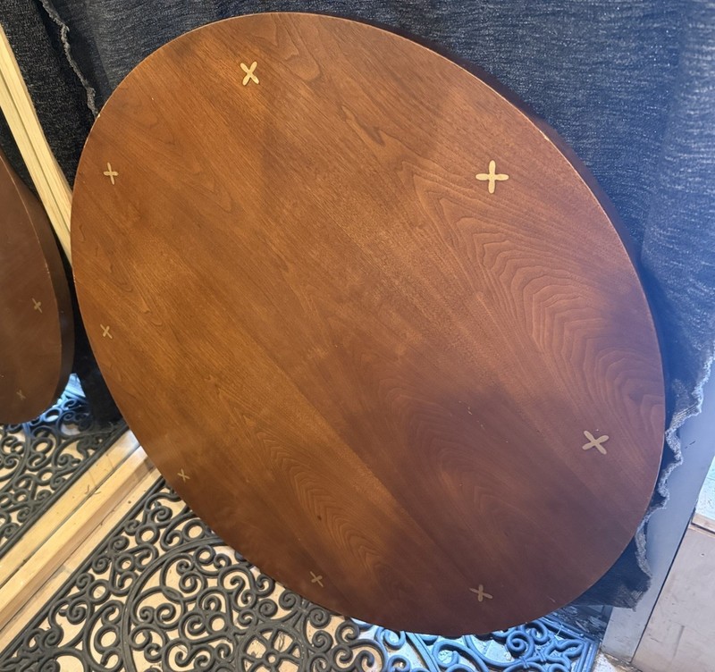 MCM Wooden Table Top with Brass Inlay