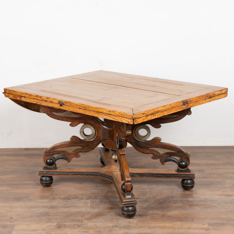 19th Century Swedish Pine Drop Leaf Pedestal Dining Table gallery