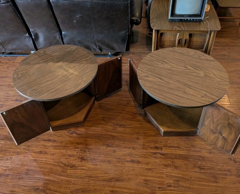 Pair Of Mid-century Side Tables with Storage by LANE Acclaim