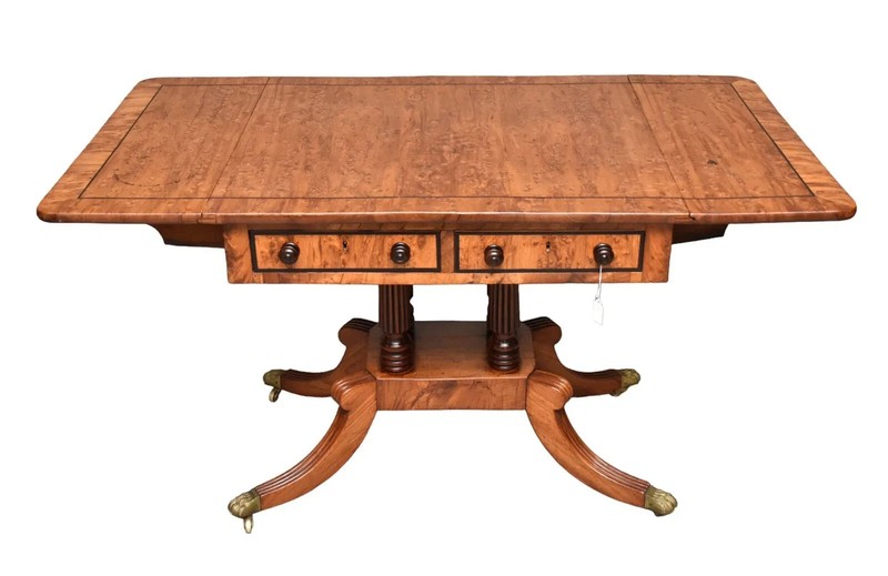 English Antique Gillows-made Regency Pollard Oak Sofa Table gallery