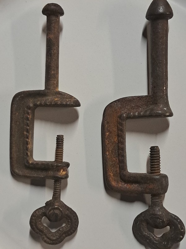 Two Vintage Tailor table clamps circa 1800s cast iron exelant condition…
