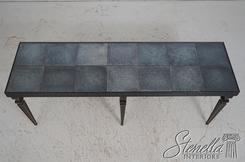 69703: Neoclassical Design Ebony & Gold Smoke Glass Top Console Table gallery