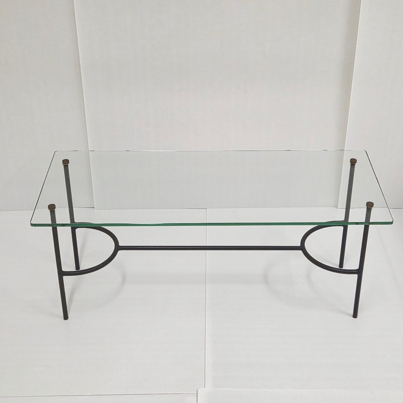Coffee Table Vintage 1950 Steel Lacquer Black & Glass 50S 1950S Dlg Gem Guariche gallery