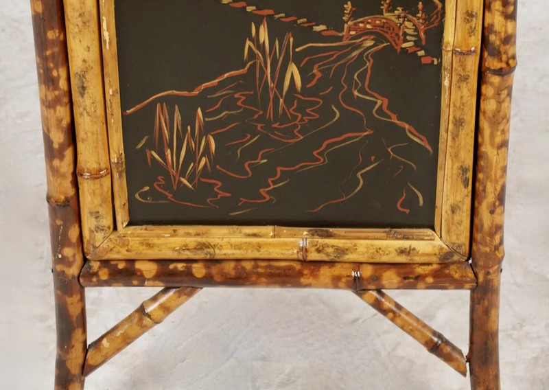 19th Century English Bamboo & Chinoiserie Lacquer Cabinet gallery
