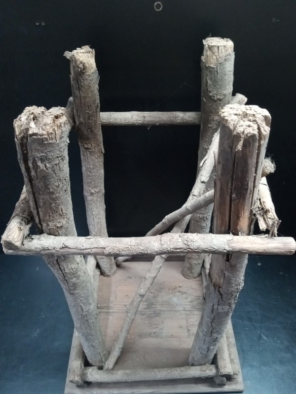 Antique handmade Twig Table Plant Stand Wood Adirondack Primitive Tramp COTTAGE gallery