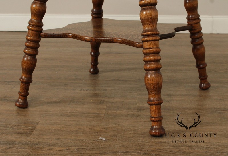 Antique Victorian Oak Square Two Tier Parlor Side Table gallery