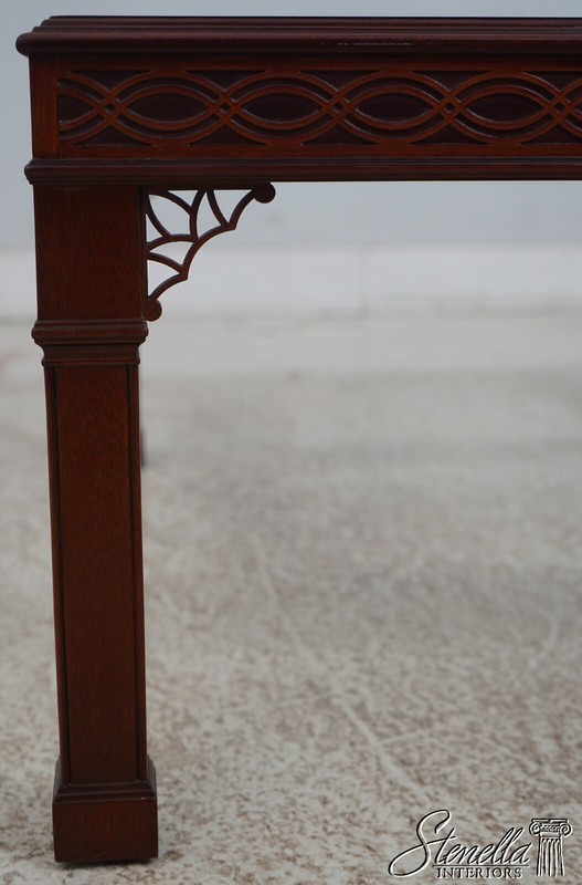 67748: KINDEL Chinese Chippendale Glass Top Mahogany Coffee Table gallery