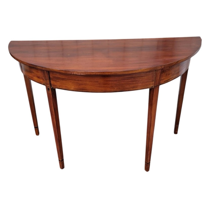 Antique 19th C Sheraton Mahogany Console Tables Pair–Solid Wood Hall Side Tables gallery