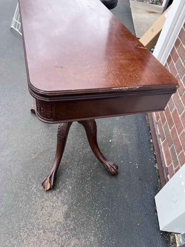 Ball & Claw Mahogany Expandable Flip Top Game Wall Console Table gallery