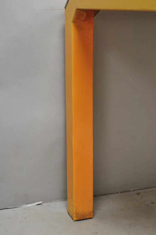 Vintage Hollywood Regency Orange Vinyl Laminate Parsons Style Dining Table Desk gallery